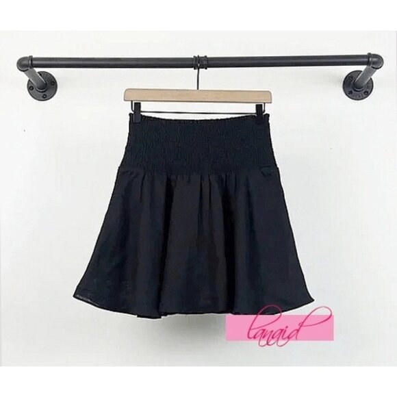 J Crew Smocked-Waist Linen Mini Skirt High-Rise Waisted Flared A-Line Skater XXS - Picture 4 of 8